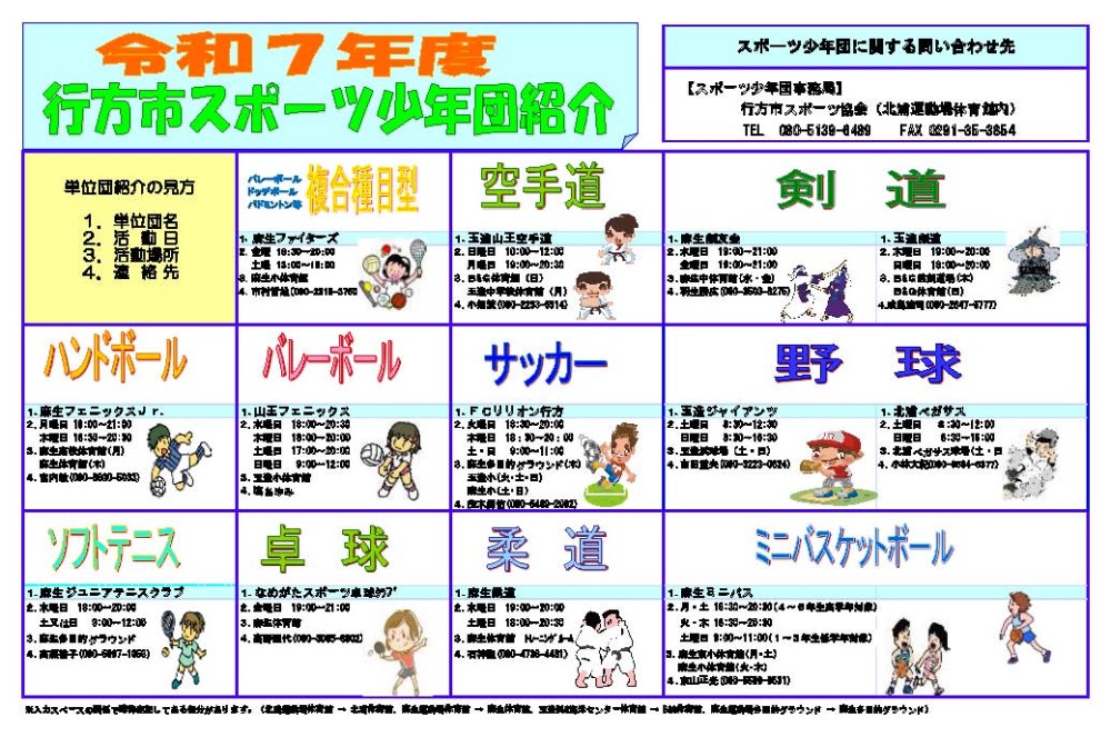 令和7年度行方市スポーツ少年団紹介\\